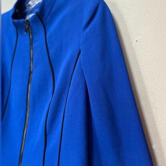 Cobalt Blue Women's Full-Zip Blazer with Black Trim Size 14 - Picture 6 of 6